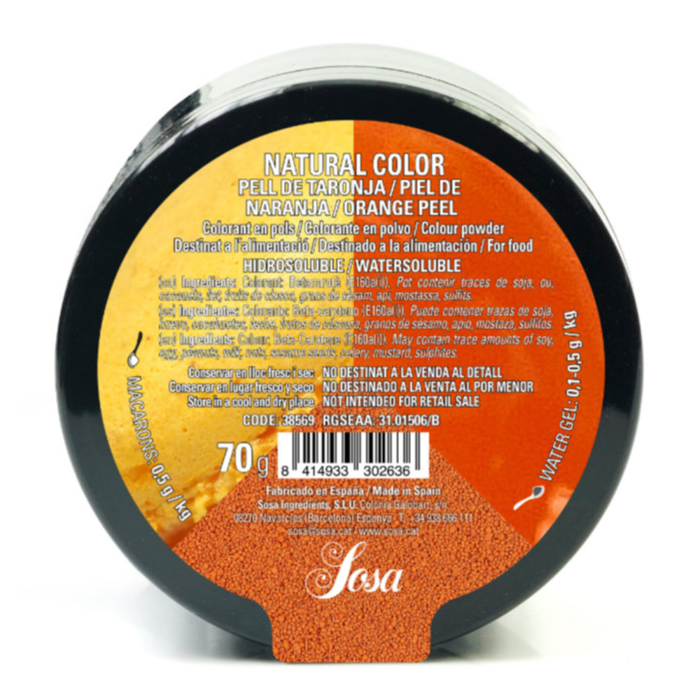 SOSA Skin Orange Hydrosoluble Natural Colouring Powder (70g)
